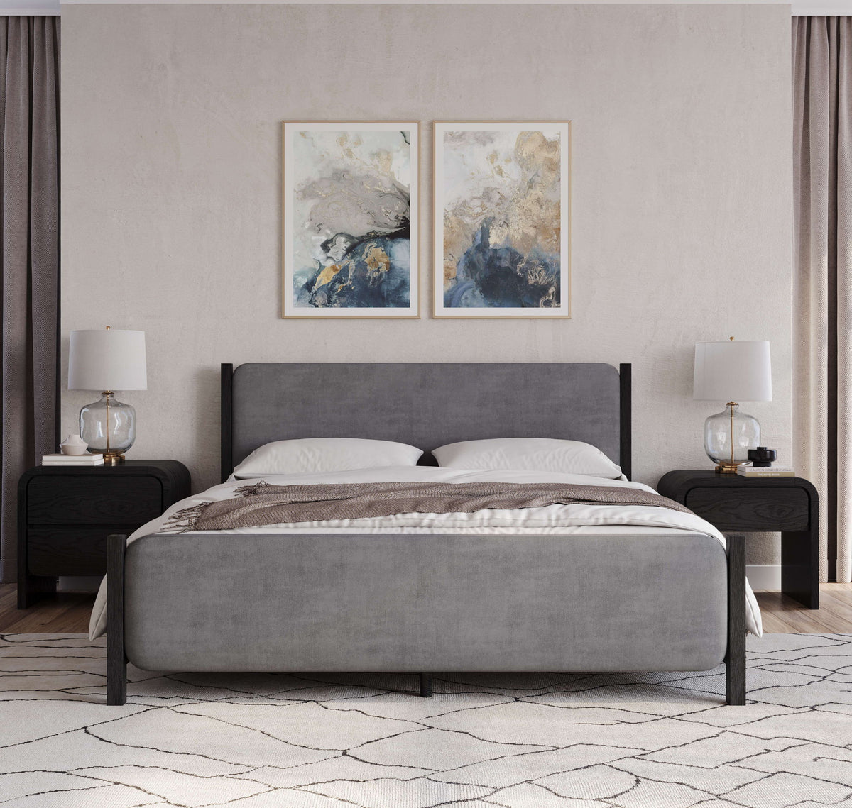 Elora - Wood And Velvet Upholstered Bed