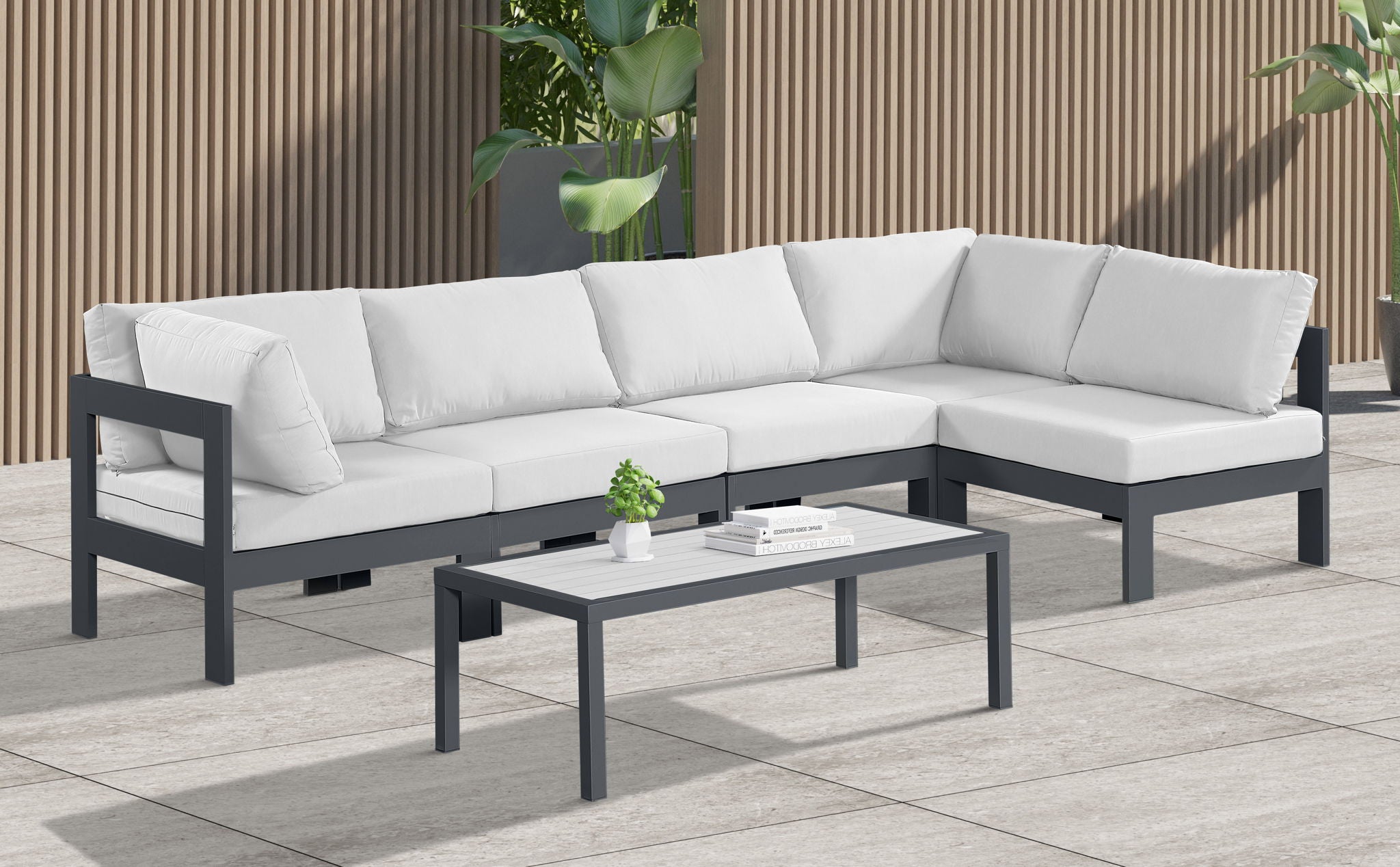 Nizuc - Outdoor Patio 5 Piece Modular Sectional With Gray Frame - Urban Living Furniture (Los Angeles, CA)