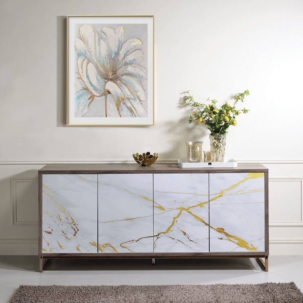 Paavan - Console Cabinet - White Marble Print & Oak Champagne - Urban Living Furniture (Los Angeles, CA)
