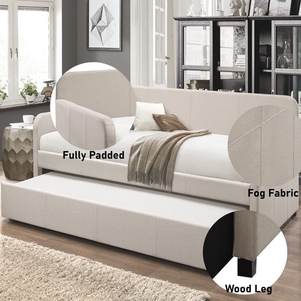 Jagger - Twin Daybed With Trundle - Fog Fabric - Urban Living Furniture (Los Angeles, CA)