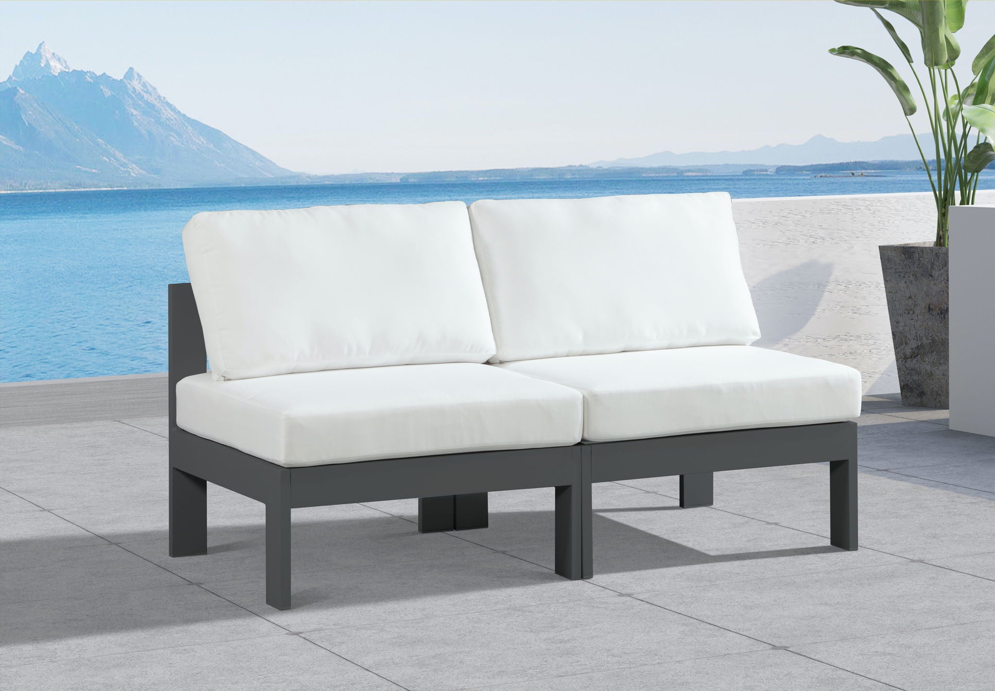 Nizuc - Outdoor Patio 2 Seat Armless Modular Sofa With Gray Frame - Urban Living Furniture (Los Angeles, CA)