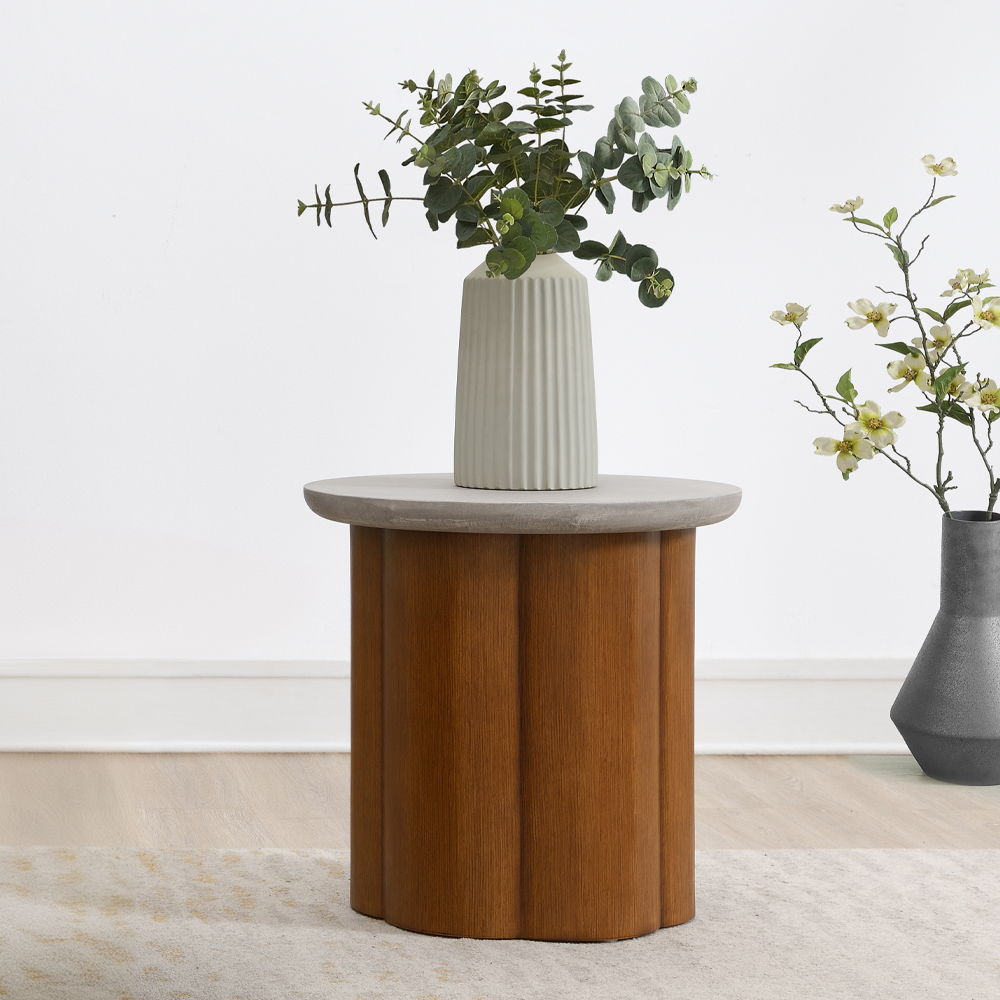 Evelyn - End Table - Faux Concrete Top & Walnut - Urban Living Furniture (Los Angeles, CA)
