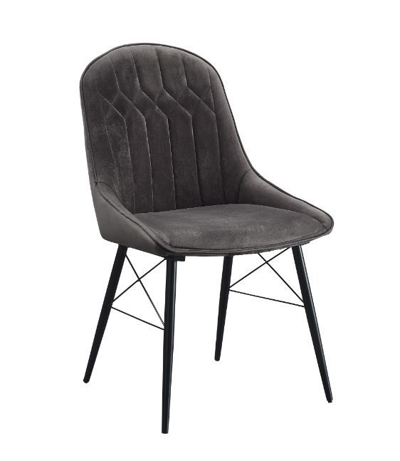 Abraham - Side Chair (Set of 2) - Gray Fabric & Black Finish - Urban Living Furniture (Los Angeles, CA)