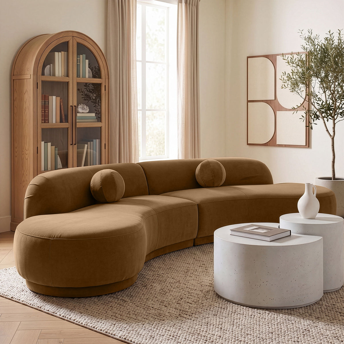 Avra - 146" Velvet Performance Fabric Upholstered Sectional