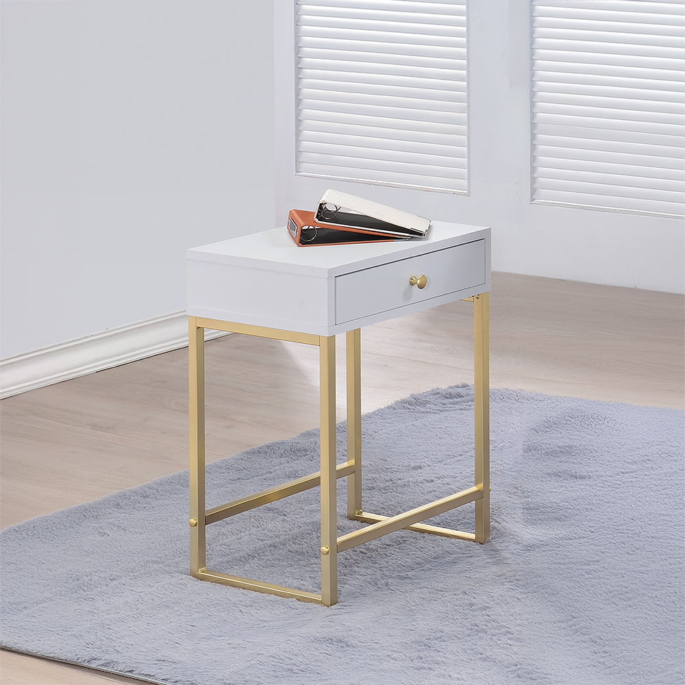 Coleen - Accent Table - White & Brass - Urban Living Furniture (Los Angeles, CA)