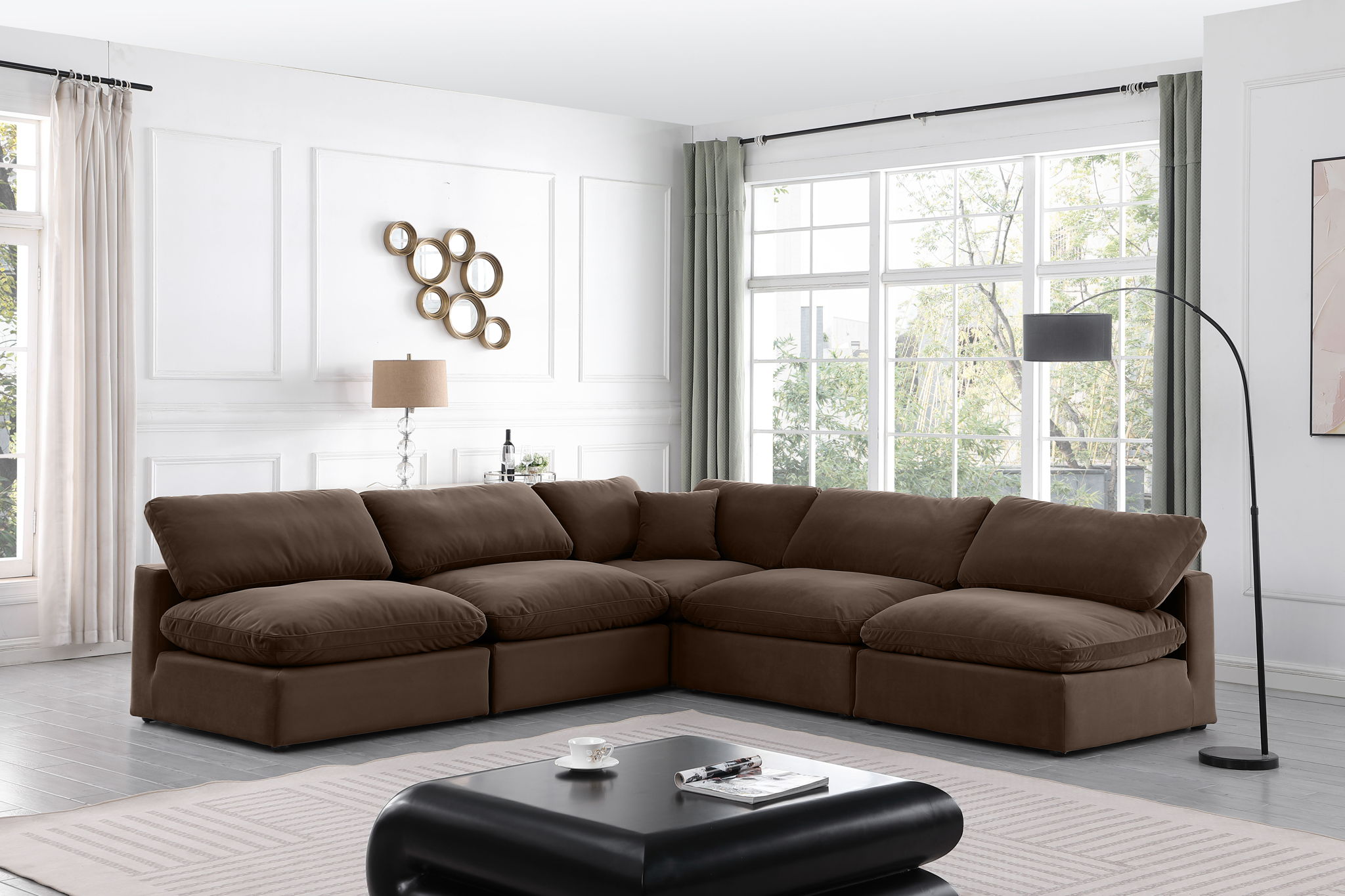 Comfy - 5 Piece Velvet Modular Corner Armless Sectional - Urban Living Furniture (Los Angeles, CA)