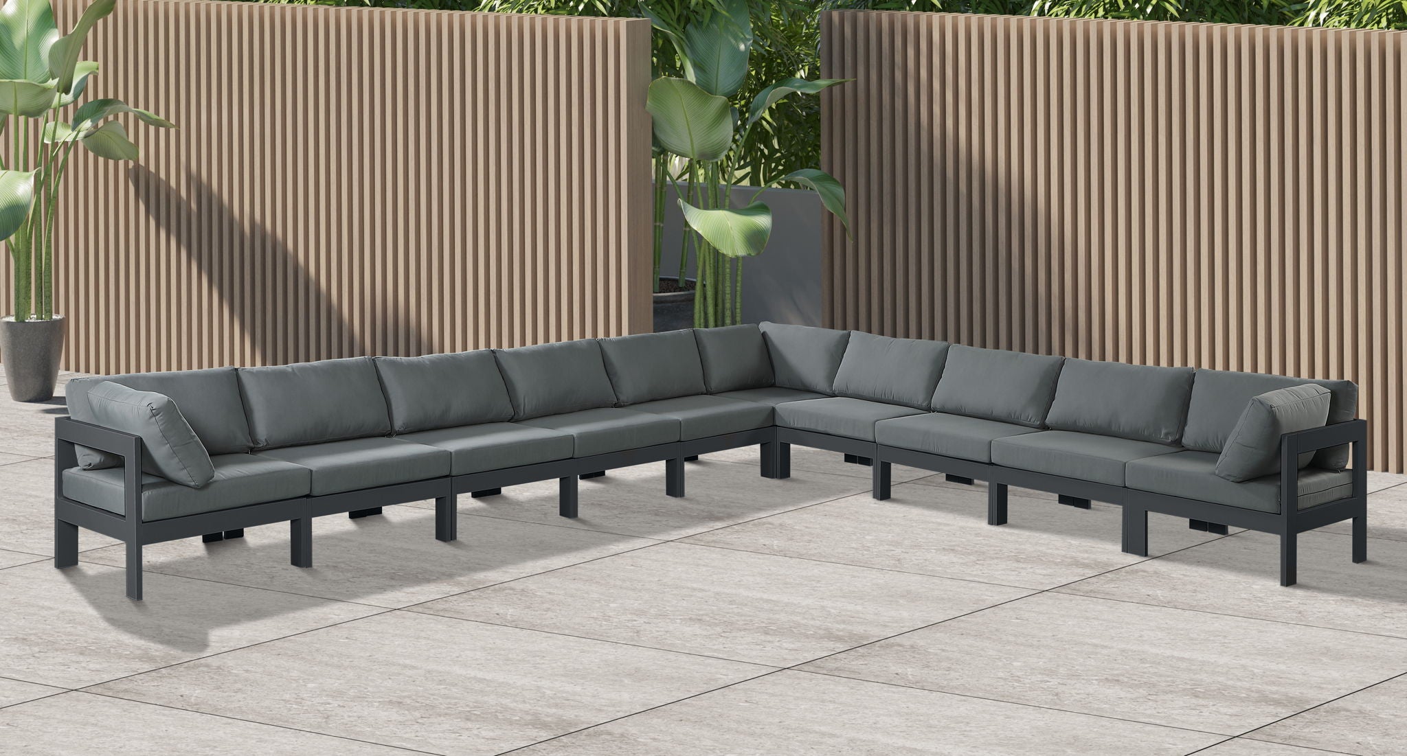 Nizuc - Outdoor Patio 10 Piece Modular Sectional With Gray Frame - Urban Living Furniture (Los Angeles, CA)