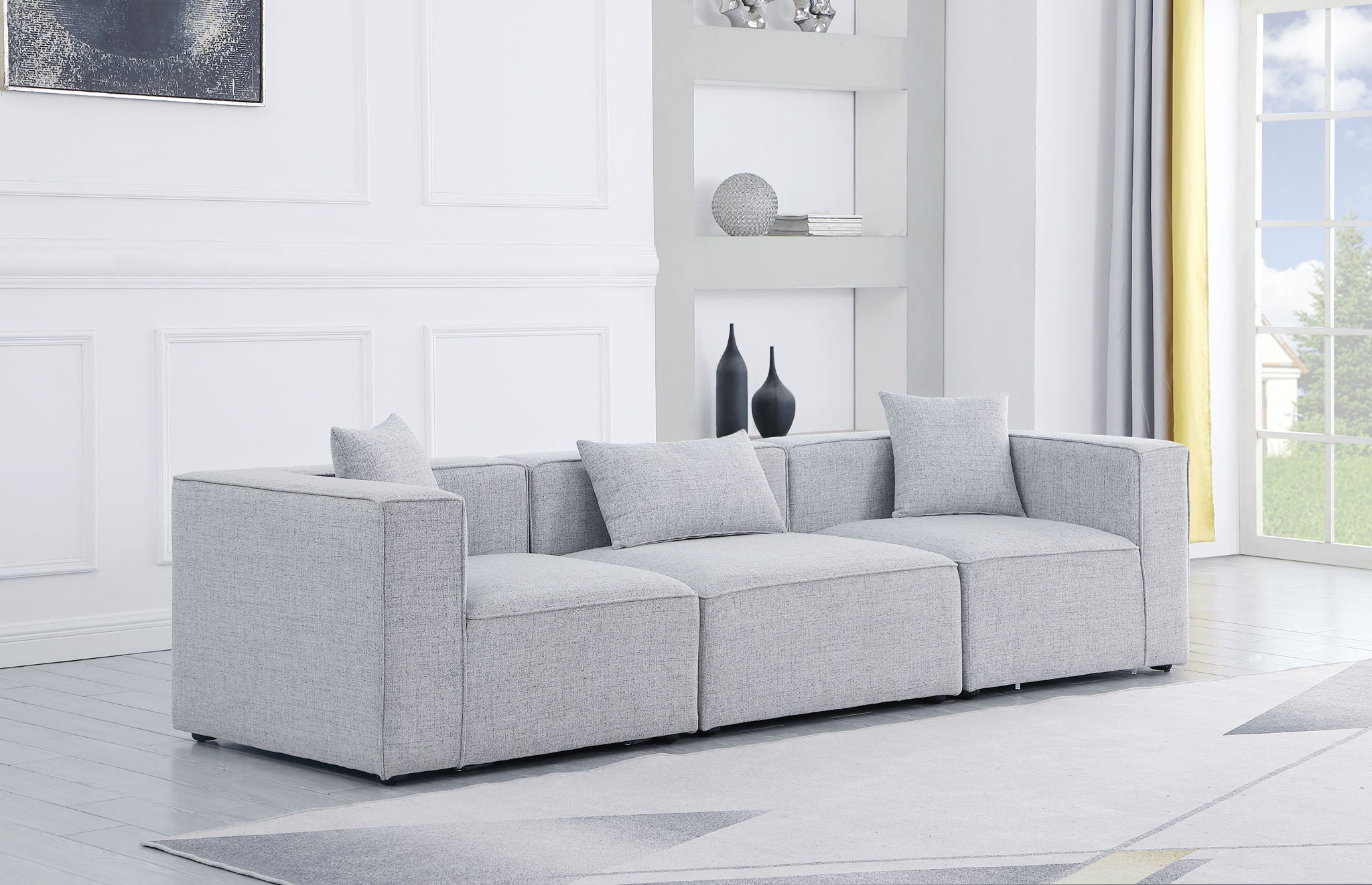 Cube - Linen Modular 3 Seat Sofa - Urban Living Furniture (Los Angeles, CA)