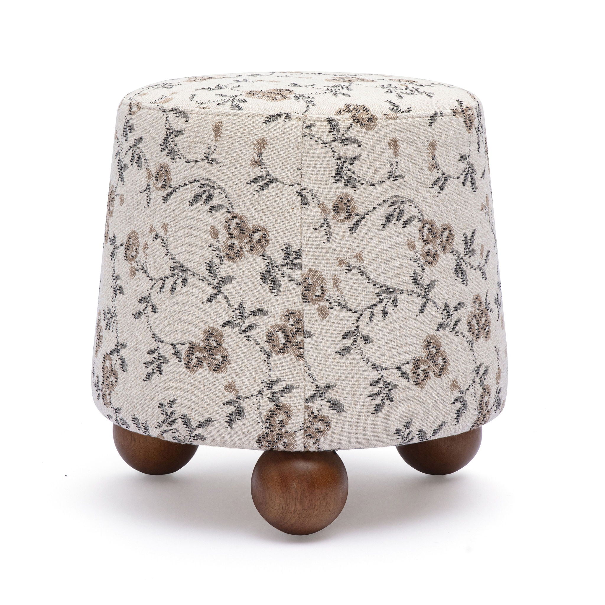 Jaine - Floral Jacquard Ottoman - Beige