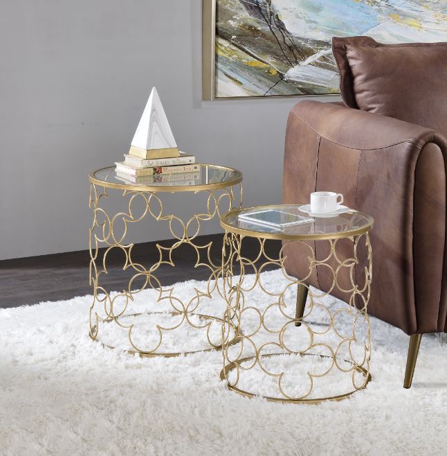 Flowie - Coffee Table (2 Piece) - Clear Glass & Gold Finish - Urban Living Furniture (Los Angeles, CA)
