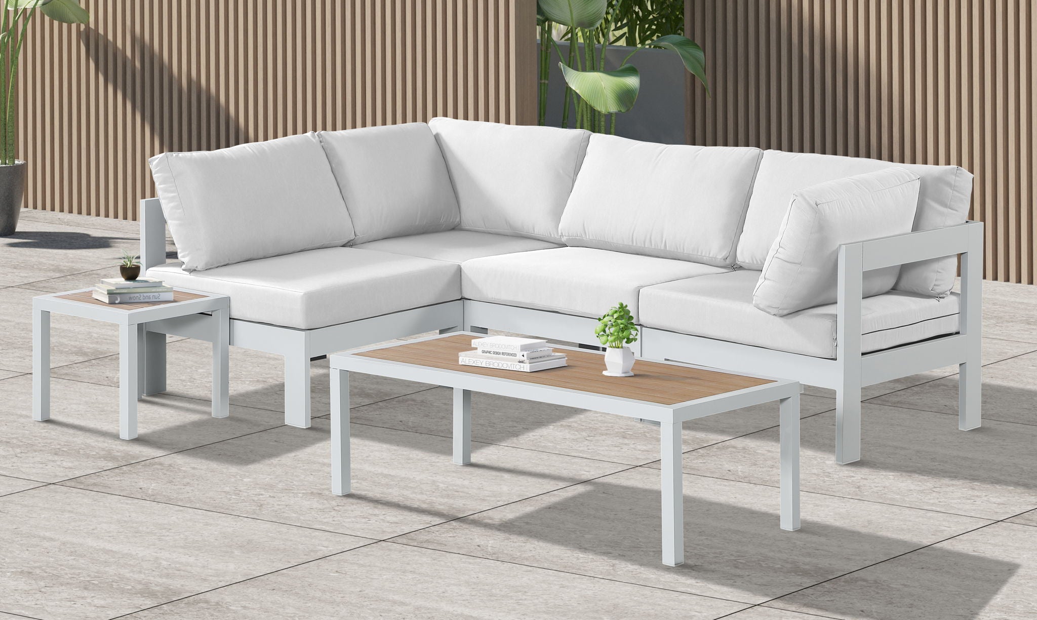 Nizuc - Outdoor Patio 4 Piece Modular Sectional With White Frame - Urban Living Furniture (Los Angeles, CA)