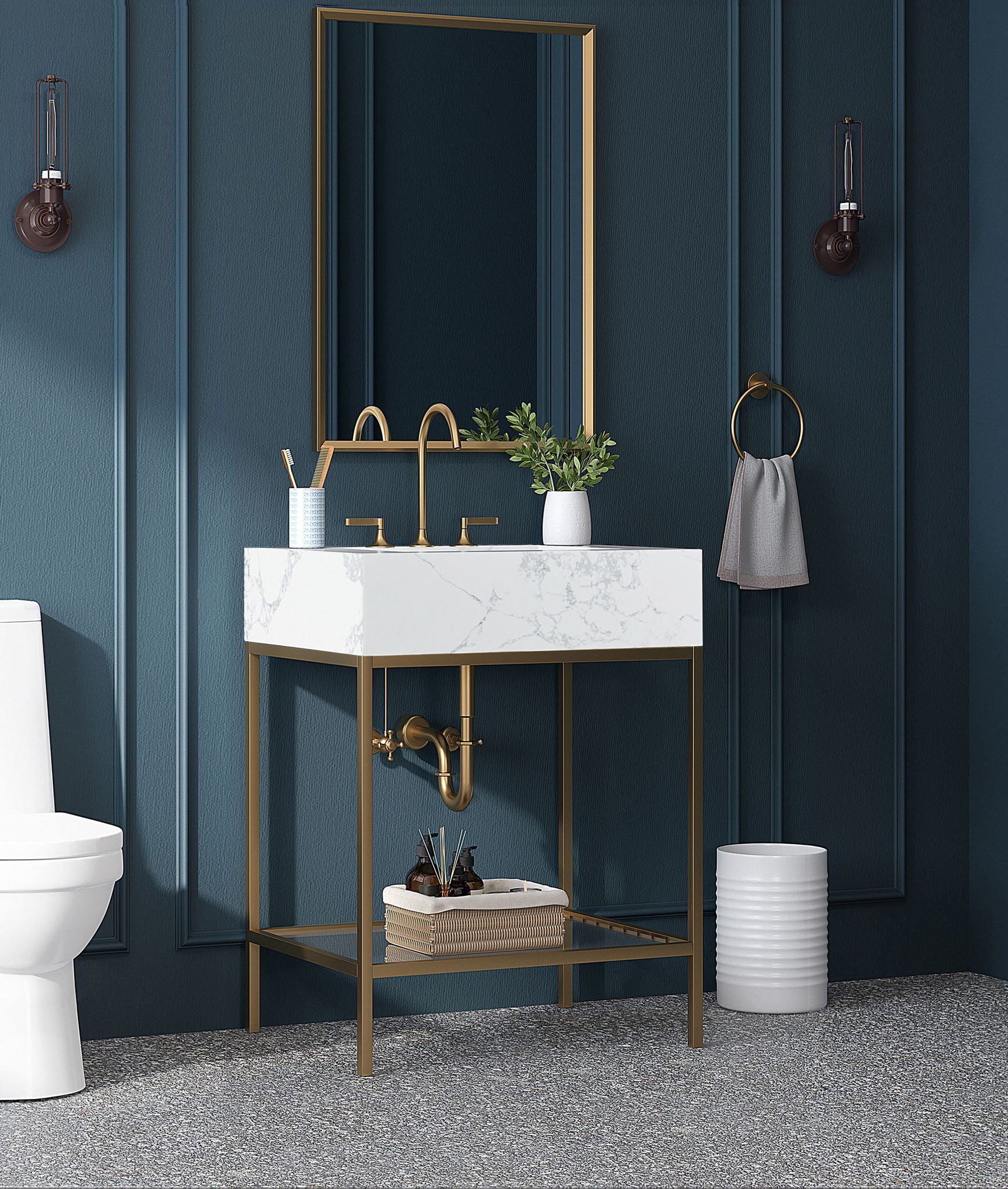 Marmo - Engineered Marble Bathroom Vanity With Gold Base - Urban Living Furniture (Los Angeles, CA)