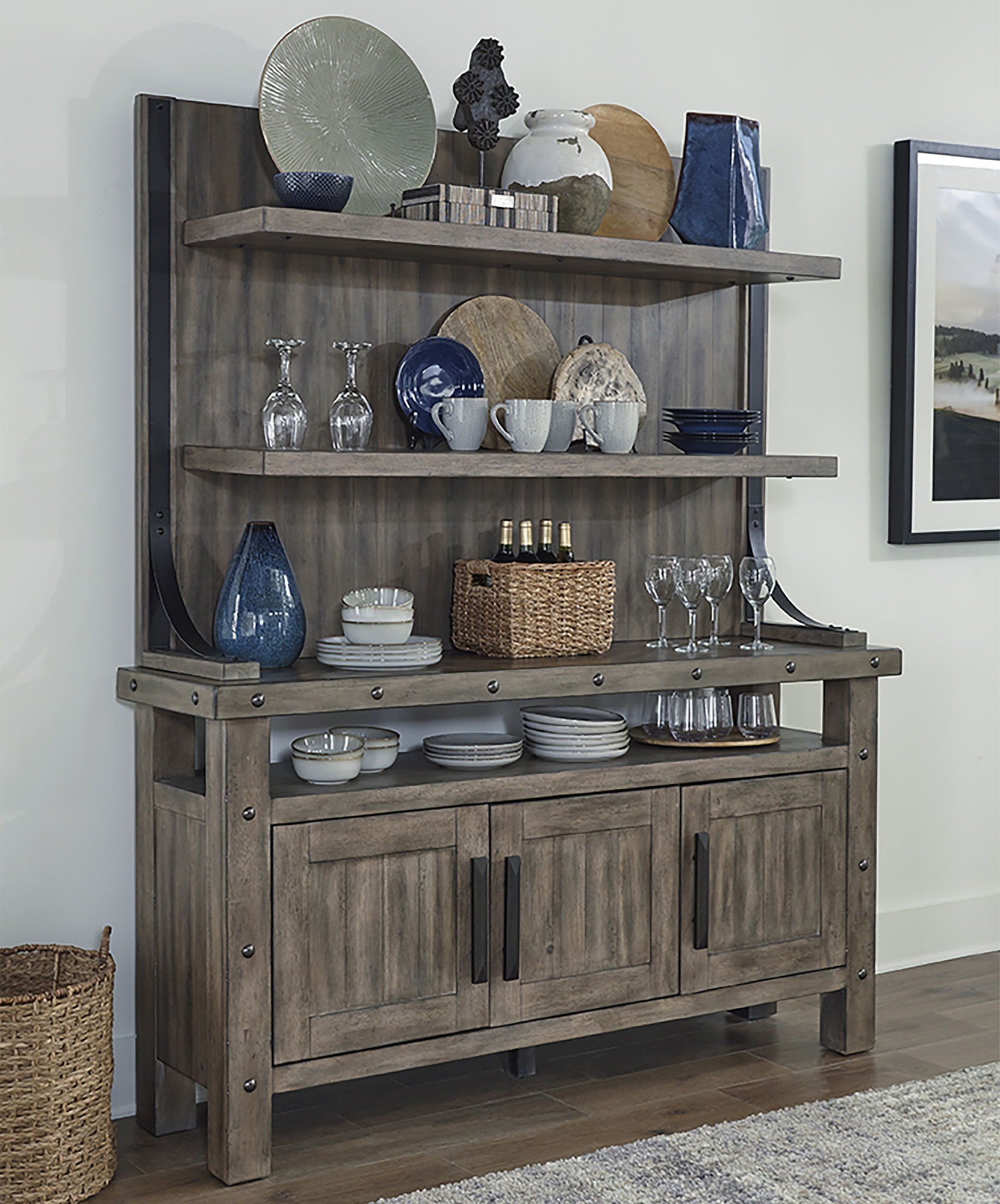 Lodge Dining - Buffet and Bar Display Hutch - Siltstone - Urban Living Furniture (Los Angeles, CA)
