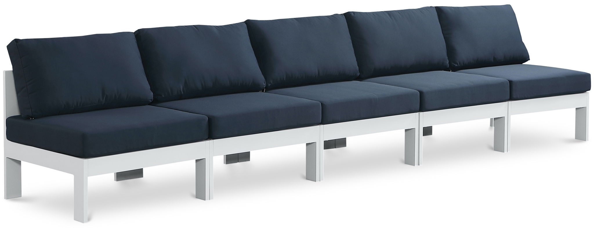 Nizuc - Outdoor Patio 5 Seat Modular Armless Sofa With White Frame - Urban Living Furniture (Los Angeles, CA)