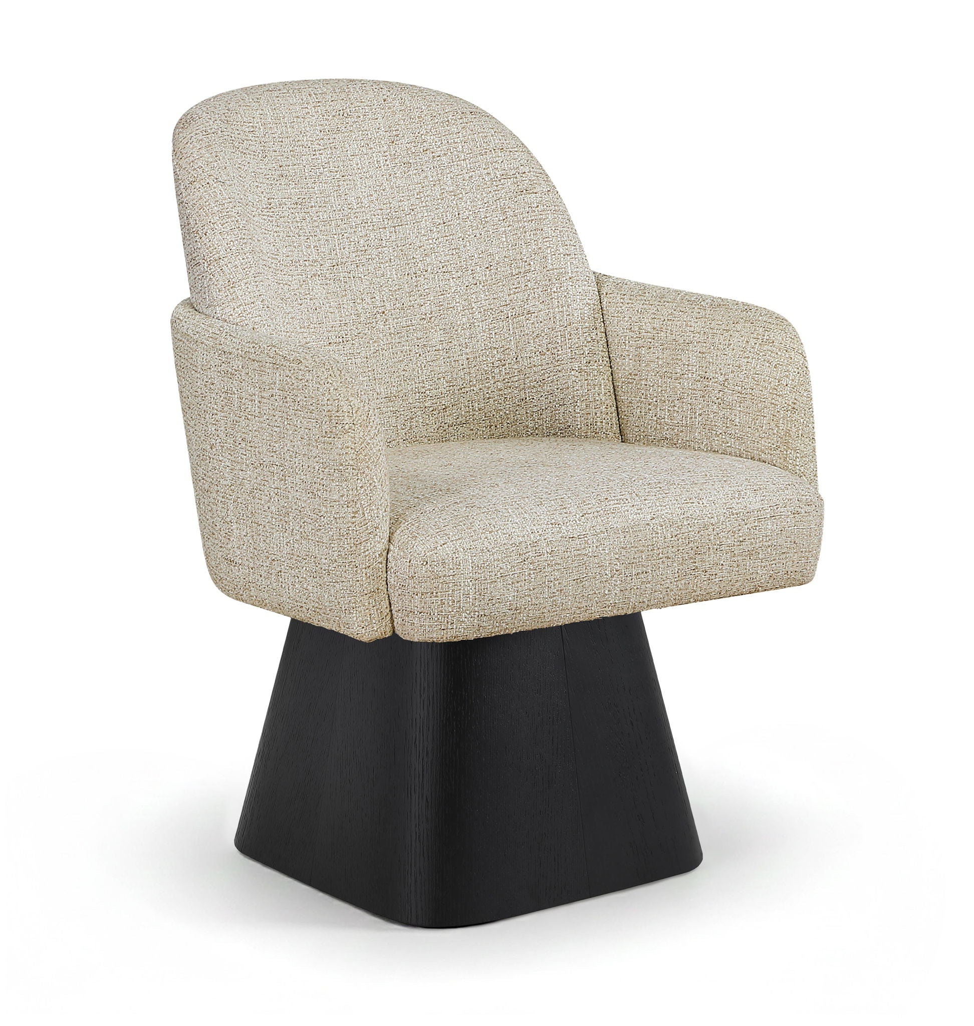 Marlowe - Linen Textured Fabric Upholstered Swivel Dining Arm Chair - Stained Black - Urban Living Furniture (Los Angeles, CA)