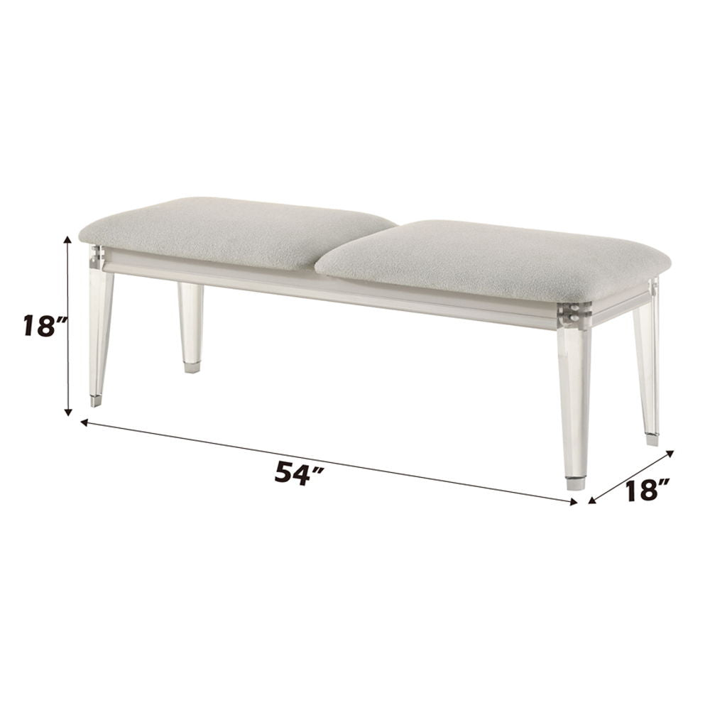 Laveda - Bench - Light Gray Boucle & Pearl White Finish - Urban Living Furniture (Los Angeles, CA)