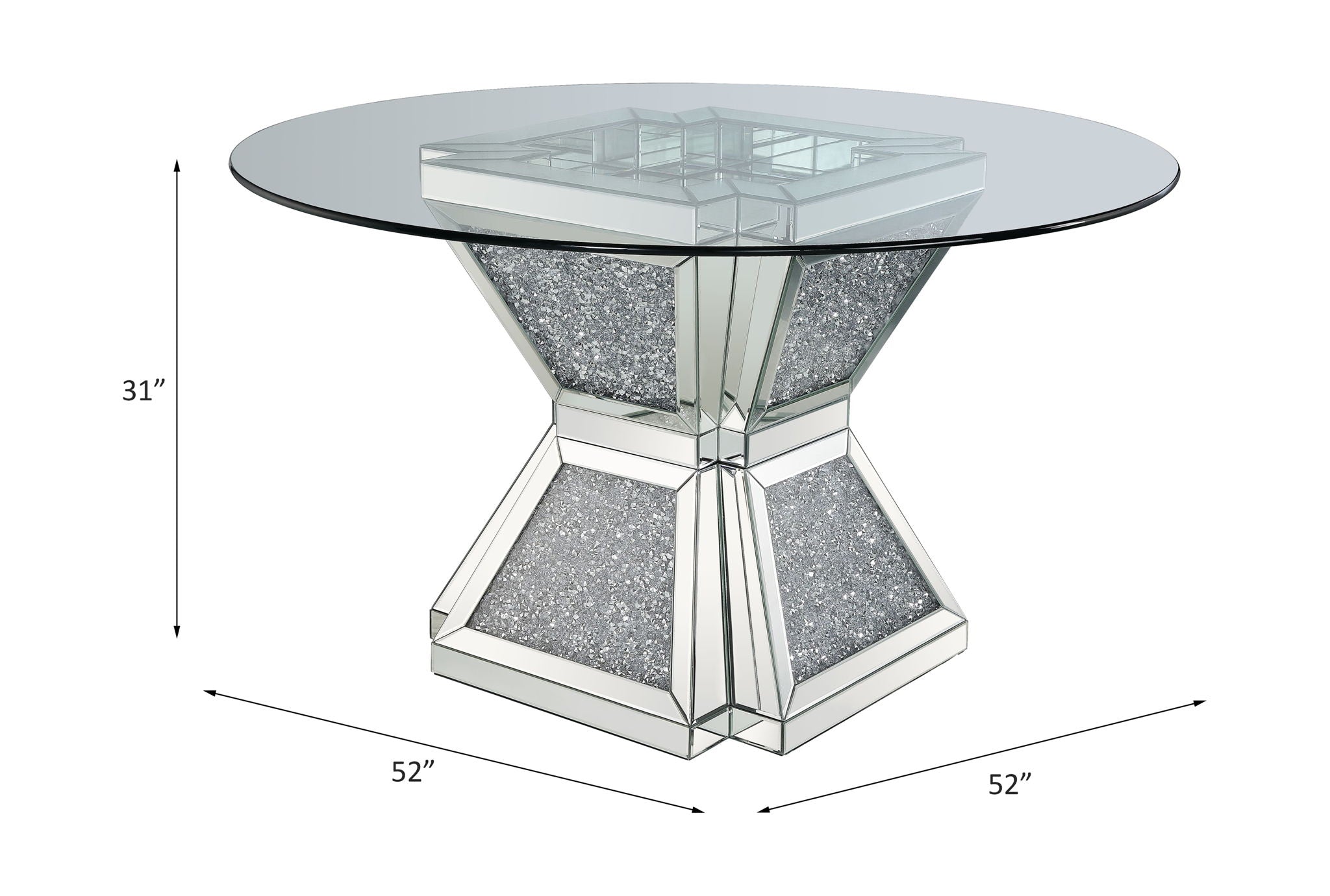 Noralie - 31" Dining Table - Clear Glass, Mirrored & Faux Diamonds - Urban Living Furniture (Los Angeles, CA)