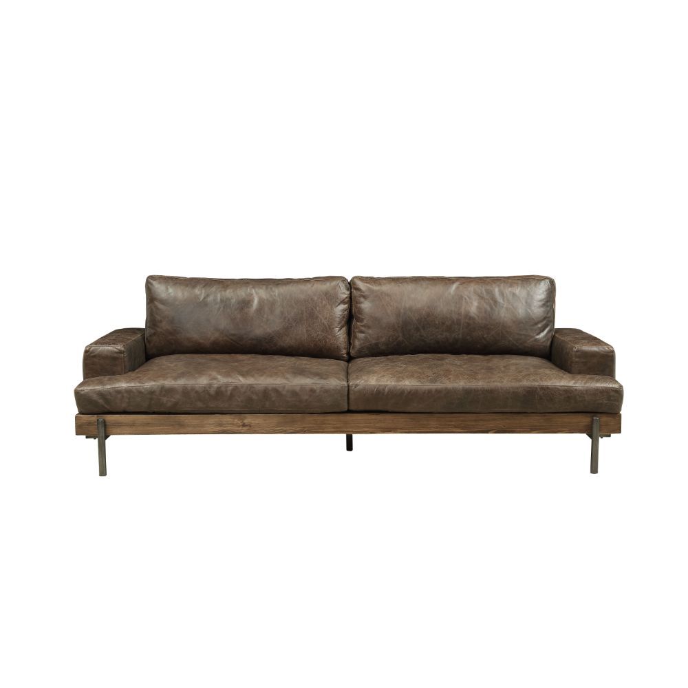 Silchester - Sofa - Oak & Distress Chocolate Top Grain Leather - Urban Living Furniture (Los Angeles, CA)