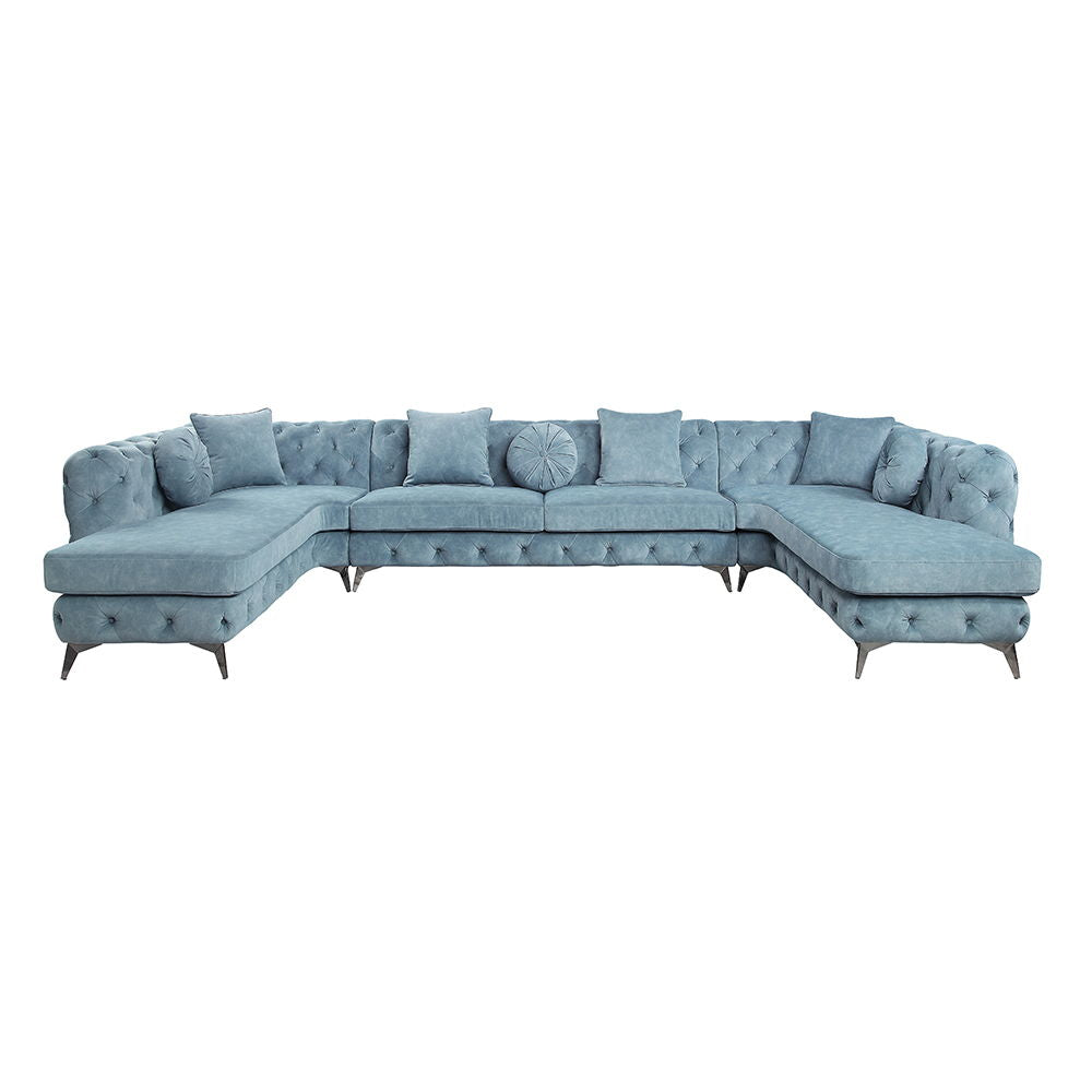 Zerah - Sectional Sofa With 7 Pillows - Dusty Blue Fabric - Urban Living Furniture (Los Angeles, CA)