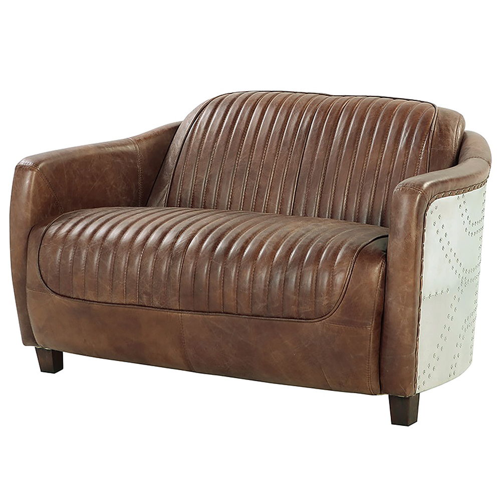 Brancaster - Loveseat - Retro Brown Top Grain Leather & Aluminum - Urban Living Furniture (Los Angeles, CA)