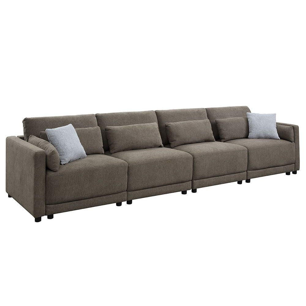 Rylie - Modular Armless Chair With Pillow - Brown Linen - Urban Living Furniture (Los Angeles, CA)
