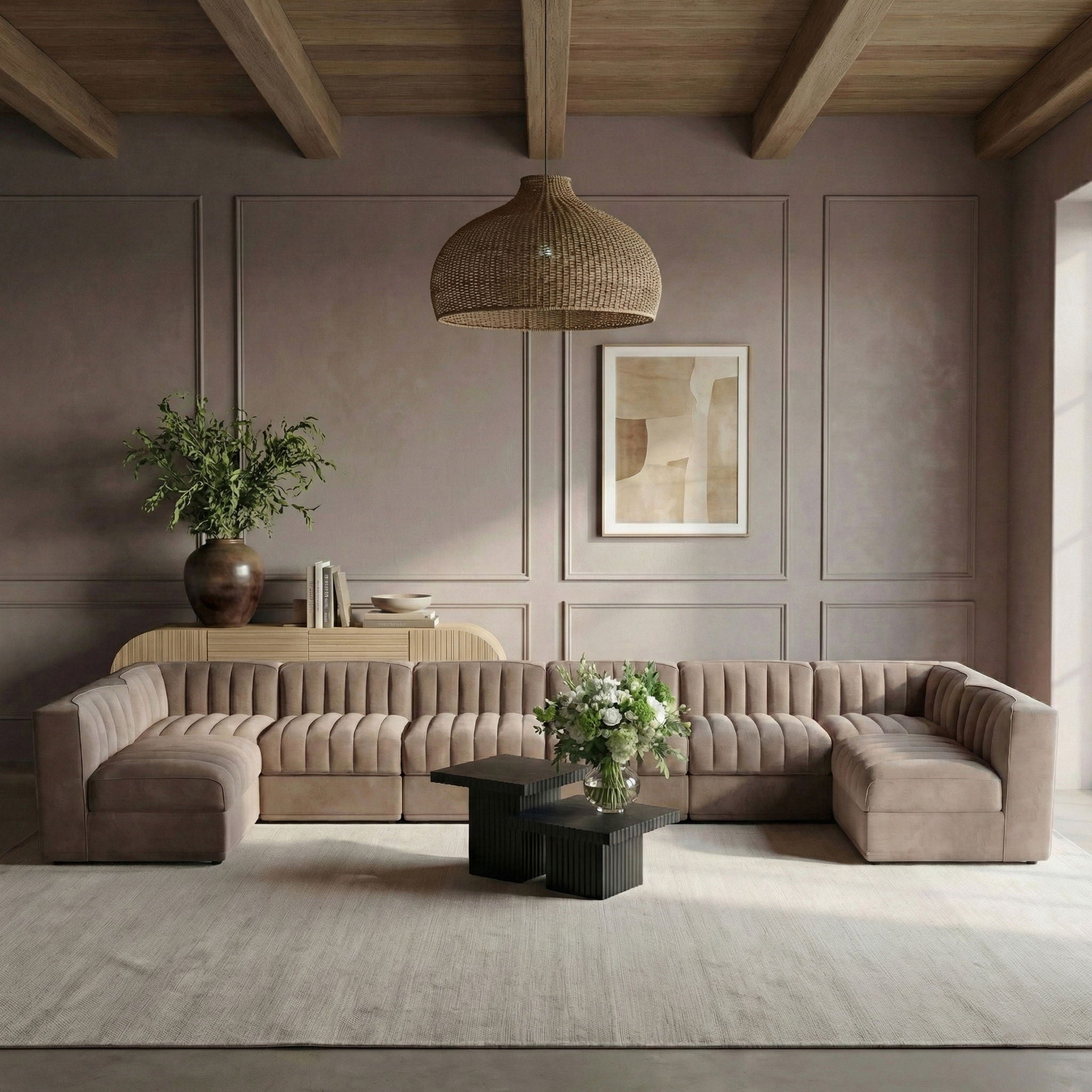 Rummi - Velvet Performance Fabric Upholstered 8 Piece Modular Sectional (With 2 Corner Chairs) - Urban Living Furniture (Los Angeles, CA)