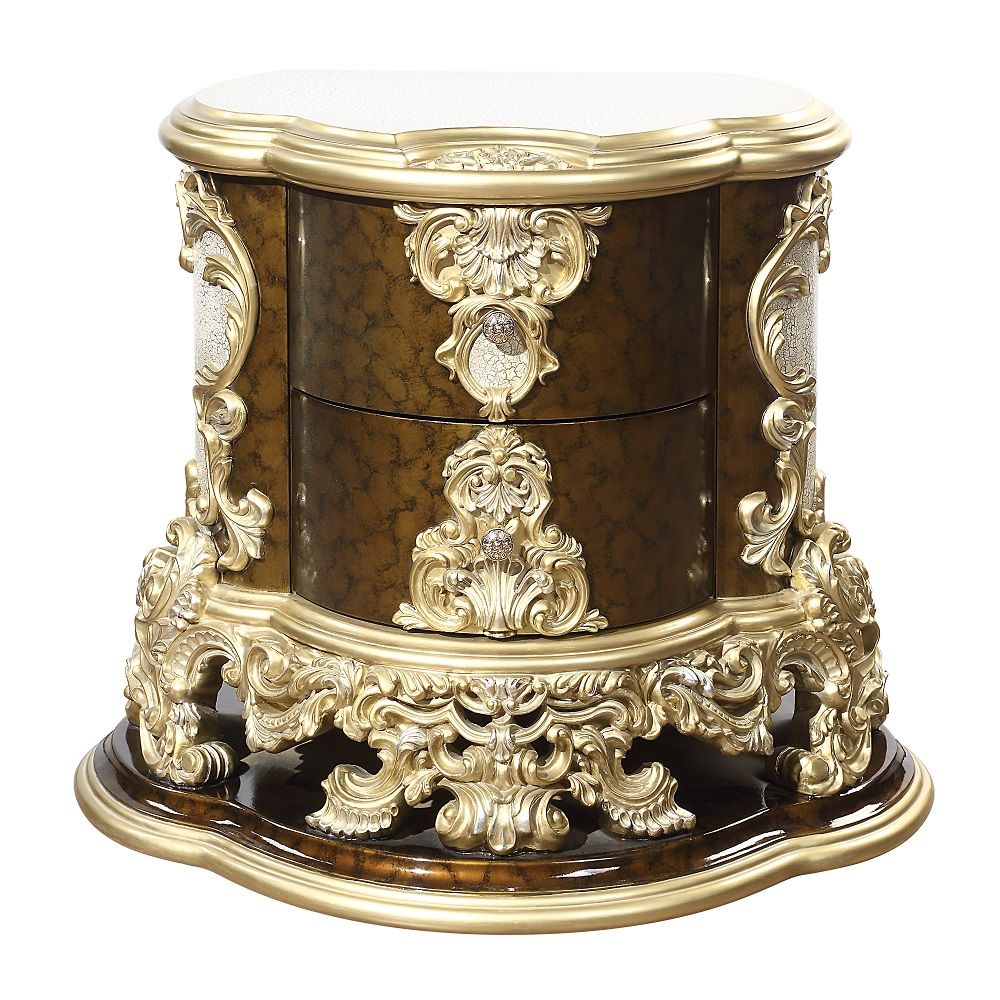 Desiderius - Nightstand - Antique Gold & Hand Painted Brown - Urban Living Furniture (Los Angeles, CA)
