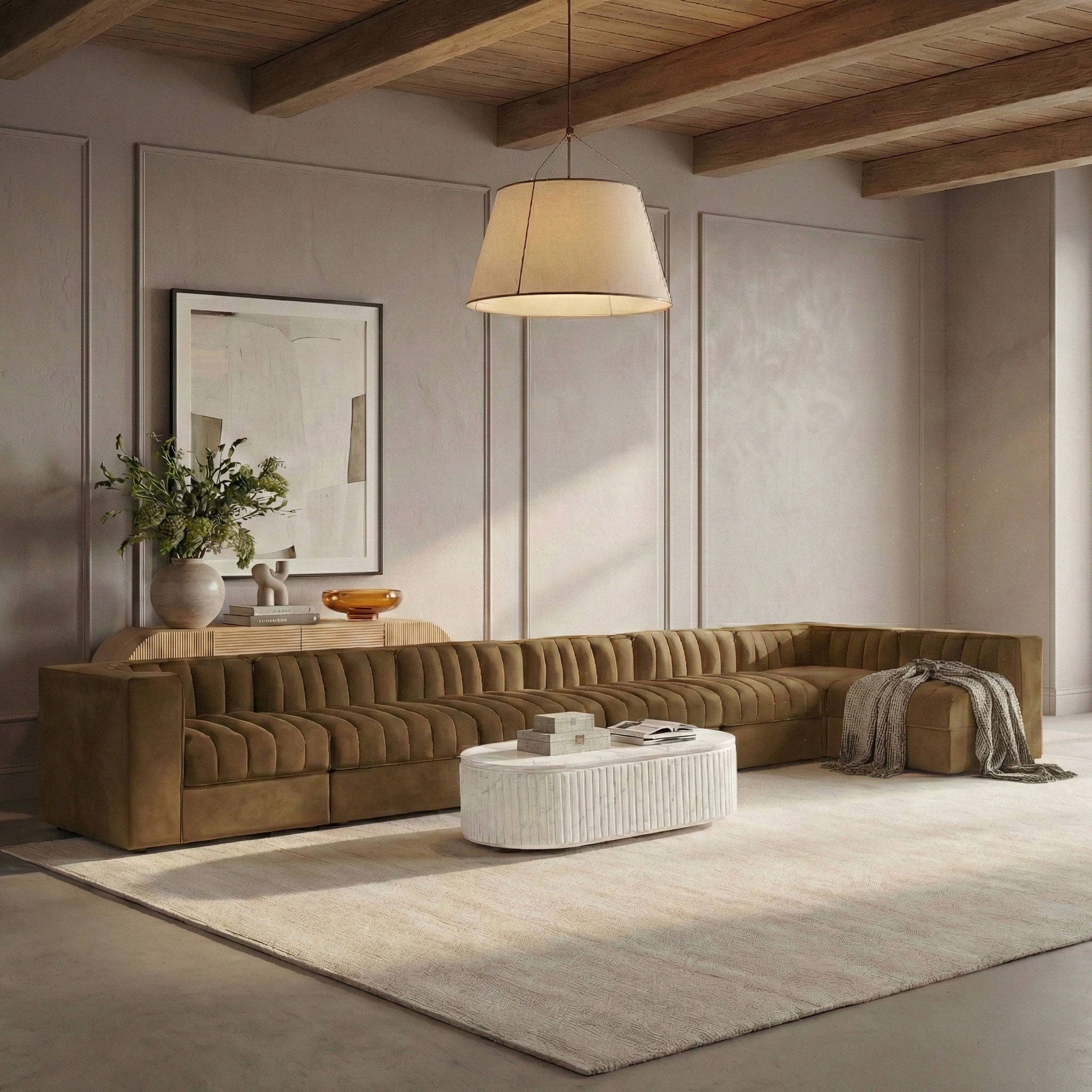 Rummi - Velvet Performance Fabric Upholstered 7 Piece Modular Sectional, L-Shaped (Right) - Urban Living Furniture (Los Angeles, CA)