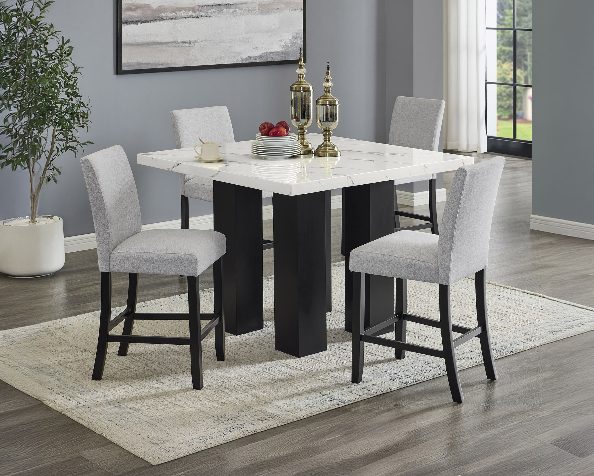 Parkside - 5 Piece Counter Dining Room Set - White - Urban Living Furniture (Los Angeles, CA)