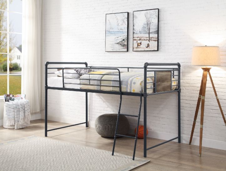 Cordelia - Twin Loft Bed With Slide - Antique Oak, Sandy Black & Dark Bronze Hand-Brushed - Urban Living Furniture (Los Angeles, CA)