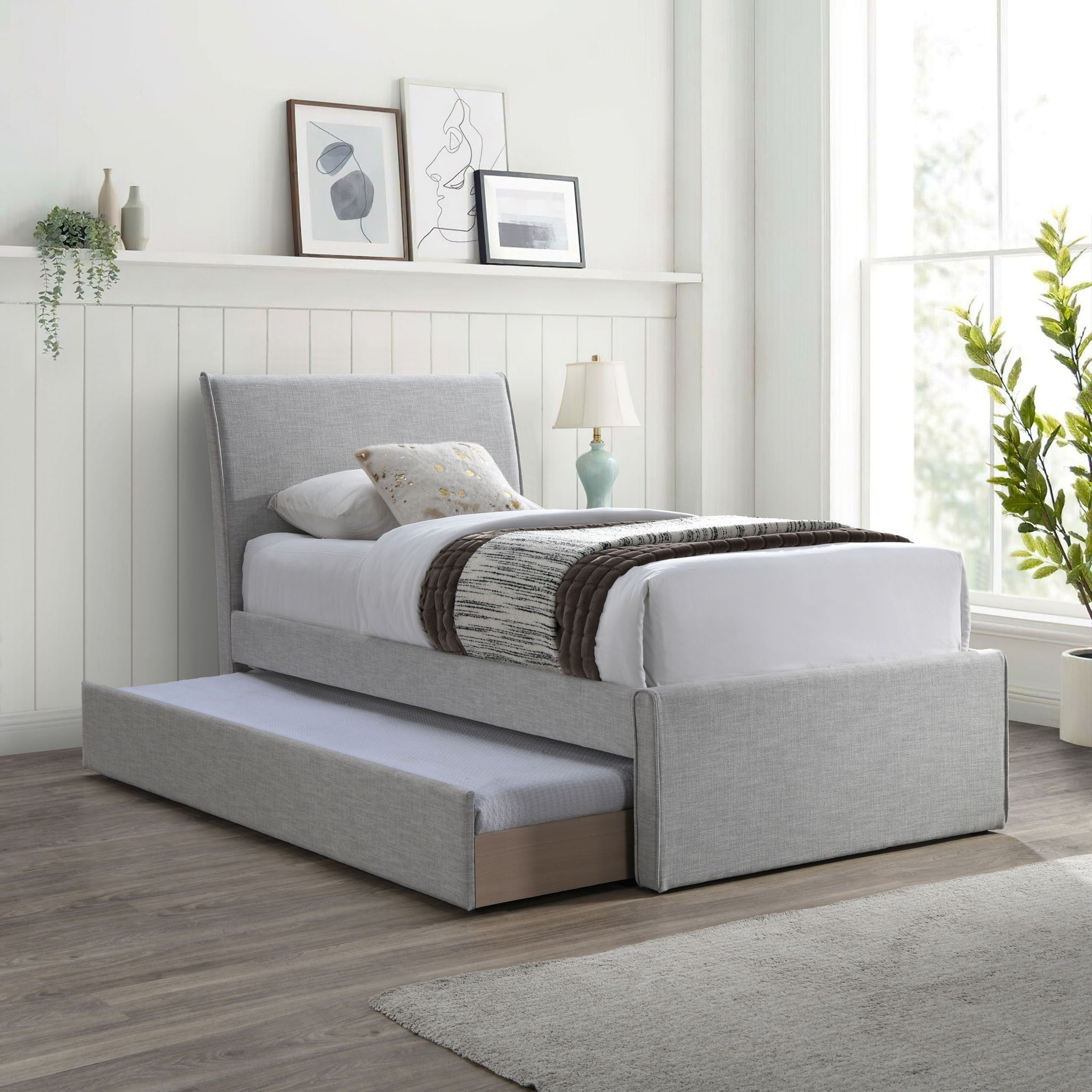 Myles - Linen Twin Trundle Bed - Urban Living Furniture (Los Angeles, CA)