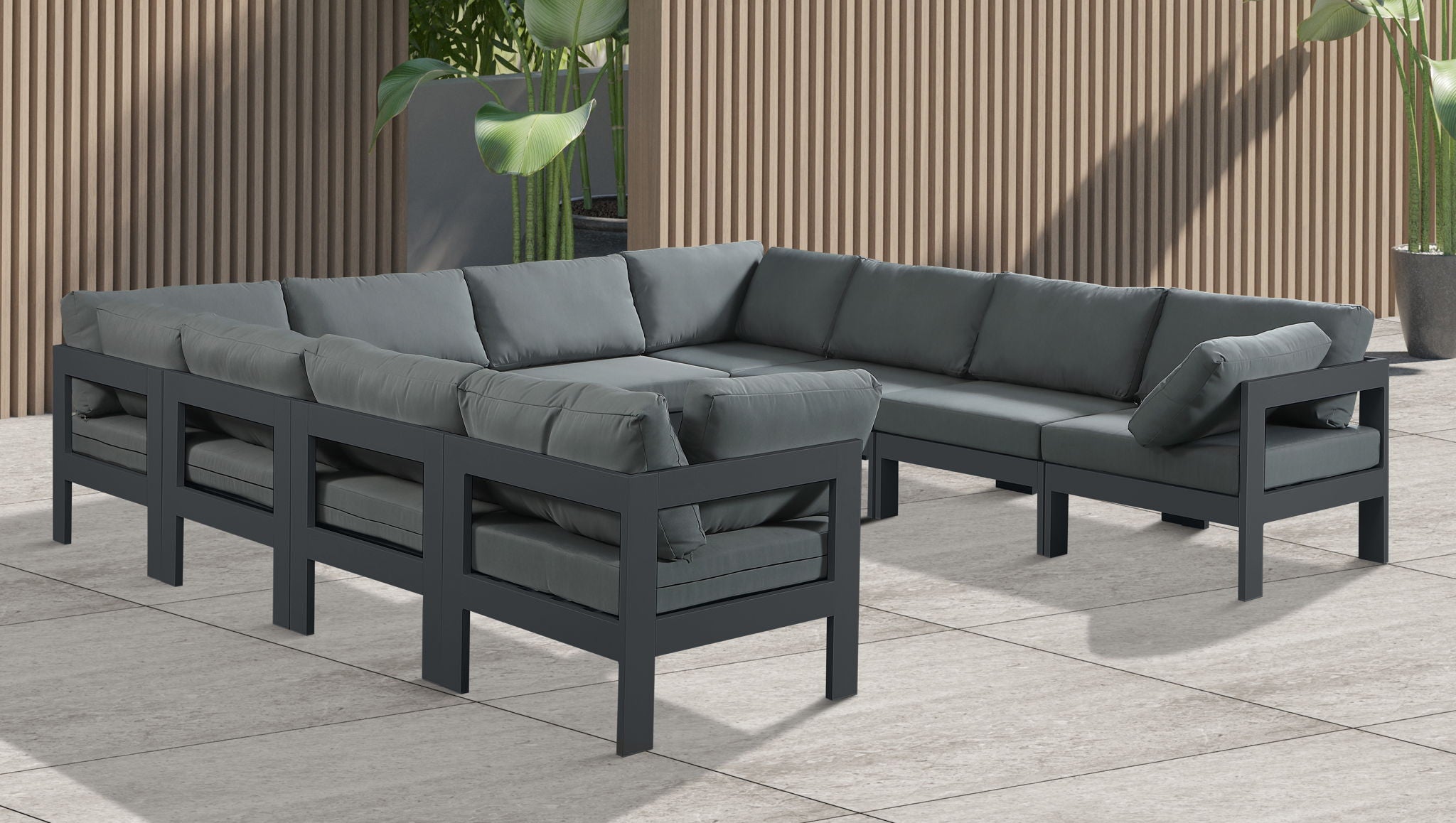 Nizuc - Outdoor Patio 10 Piece Modular Sectional With Gray Frame - Urban Living Furniture (Los Angeles, CA)
