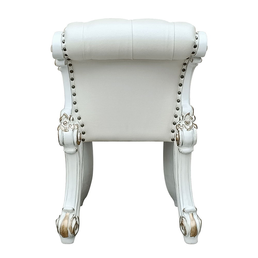 Vendome - Vanity Stool - Beige Synthetic Leather & Antique Pearl - Urban Living Furniture (Los Angeles, CA)