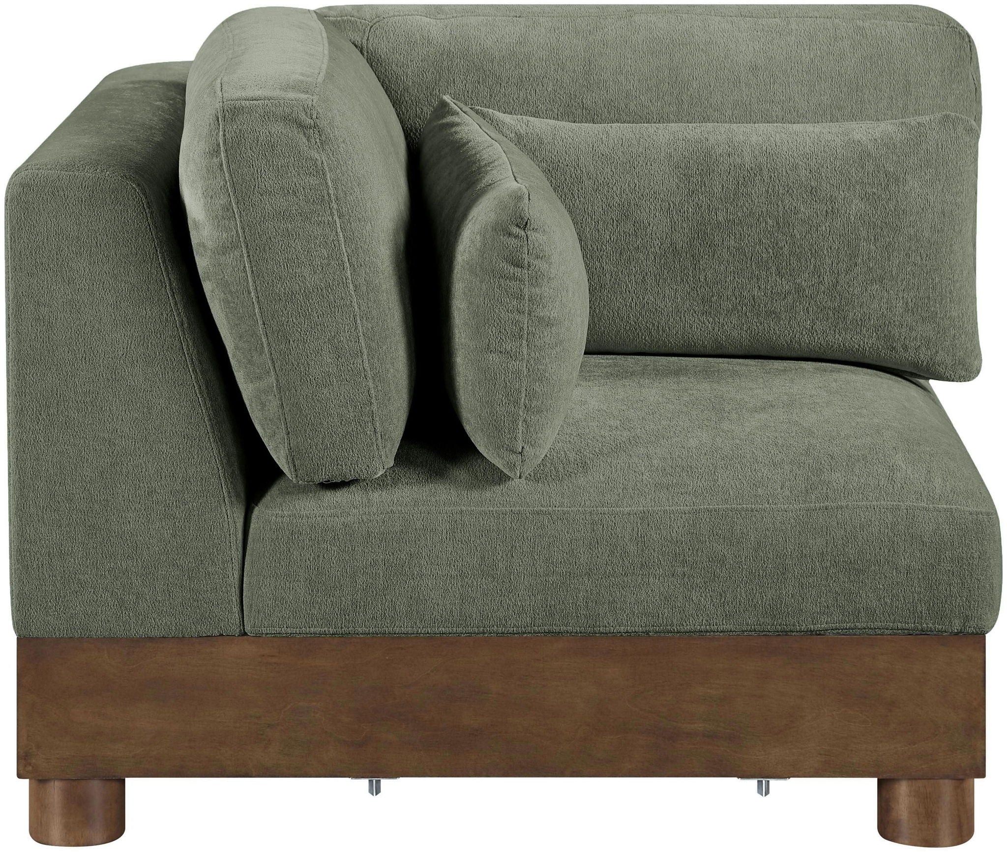 Turin - Chenille Fabric Upholstered Modular Corner Chair - Walnut Base - Urban Living Furniture (Los Angeles, CA)