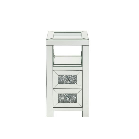 Noralie - 24" Accent Table - Clear Glass, Mirrored & Faux Diamonds - Urban Living Furniture (Los Angeles, CA)