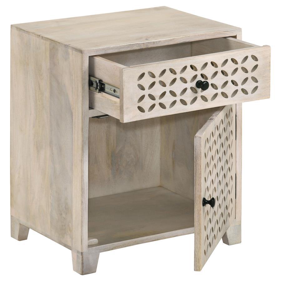 August - 1-Drawer Trellis Pattern Storage Cabinet - White Washed - Urban Living Furniture (Los Angeles, CA)