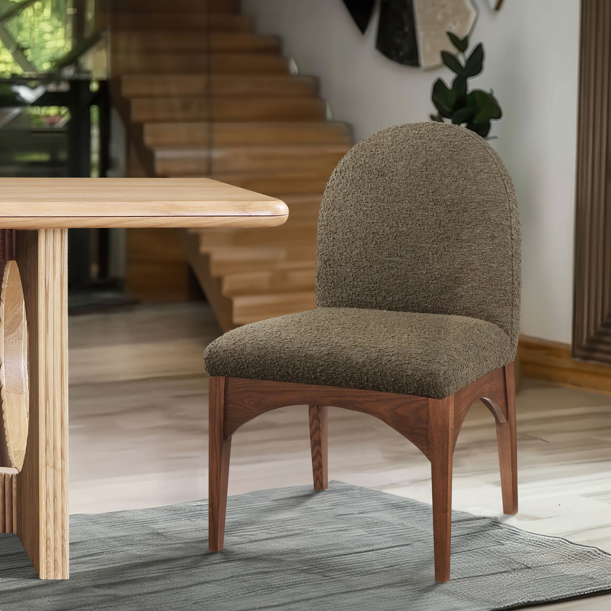 Waldorf - Boucle Dining Side Chair With Brown Legs - Urban Living Furniture (Los Angeles, CA)