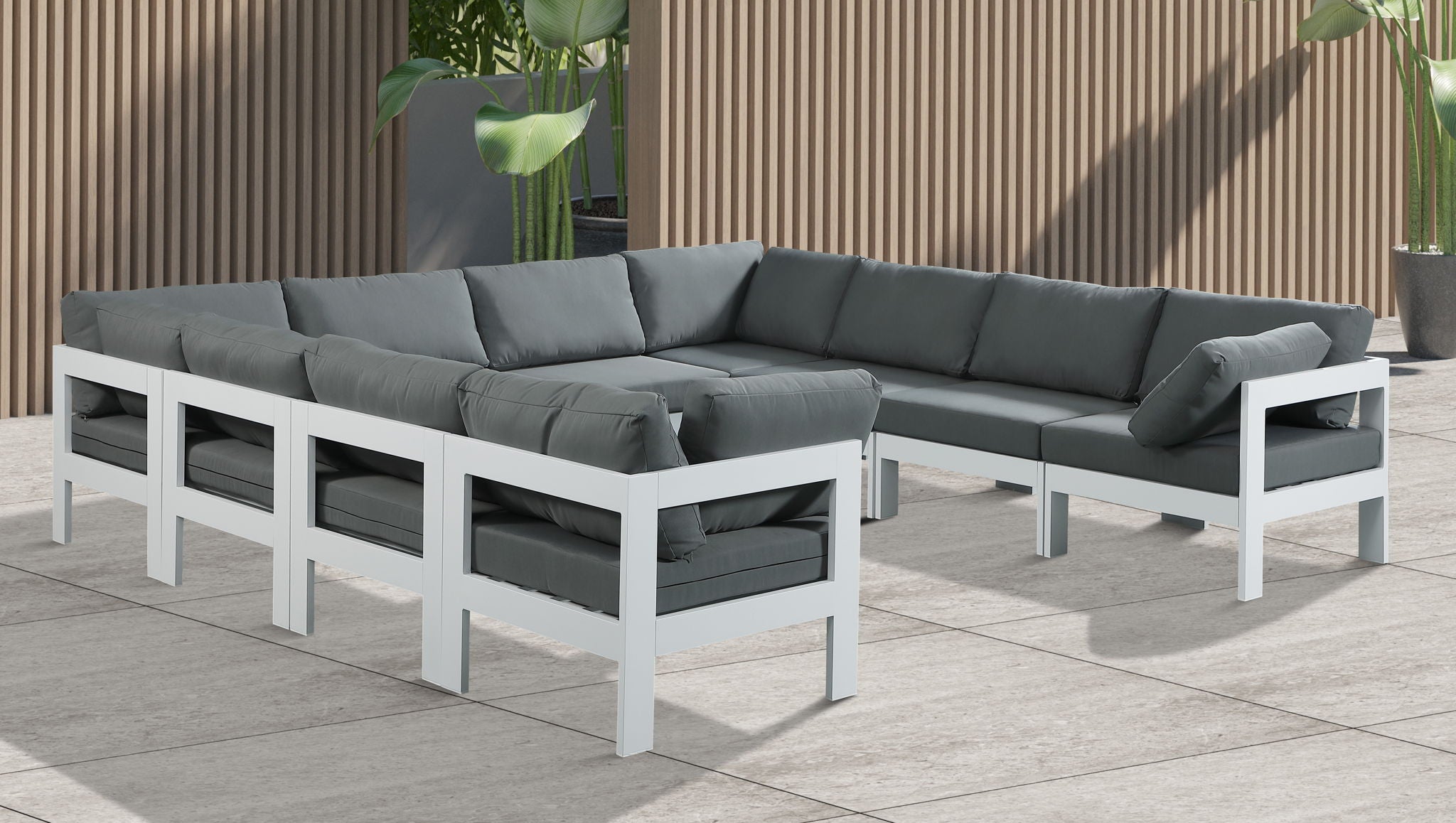 Nizuc - Outdoor Patio 10 Piece Modular Sectional With White Frame - Urban Living Furniture (Los Angeles, CA)