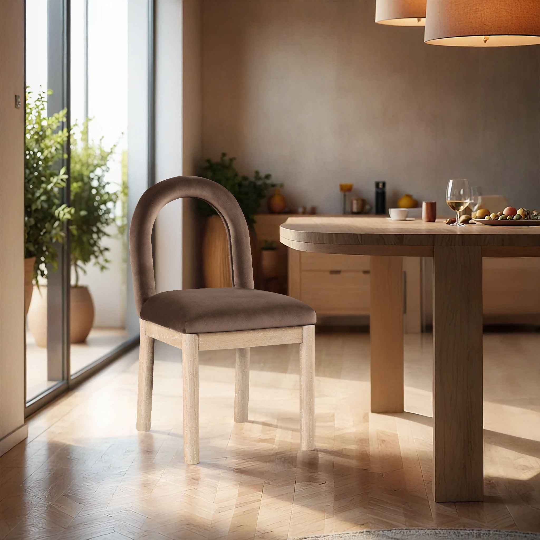 Conrad - Velvet Dining Chair With Natural Legs - Urban Living Furniture (Los Angeles, CA)