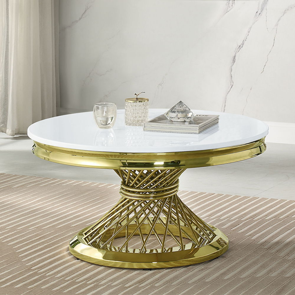 Fallon - Coffee Table With Engineered Stone Top - Engineered Stone Top & Gold - Urban Living Furniture (Los Angeles, CA)
