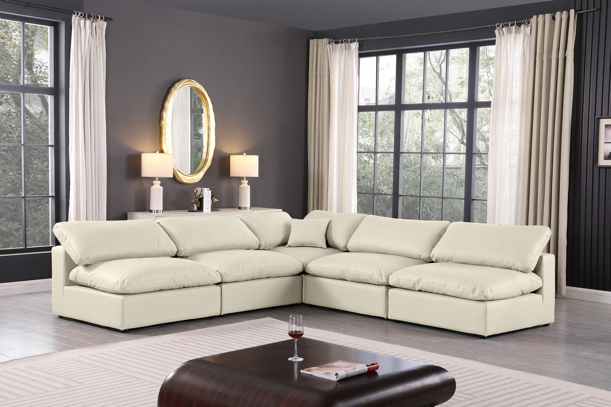 Comfy - 5 Piece Faux Leather Modular Corner Armless Sectional - Urban Living Furniture (Los Angeles, CA)