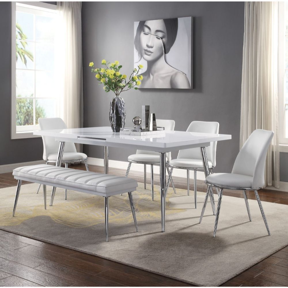 Weizor - Dining Table - White High Gloss & Chrome - Urban Living Furniture (Los Angeles, CA)