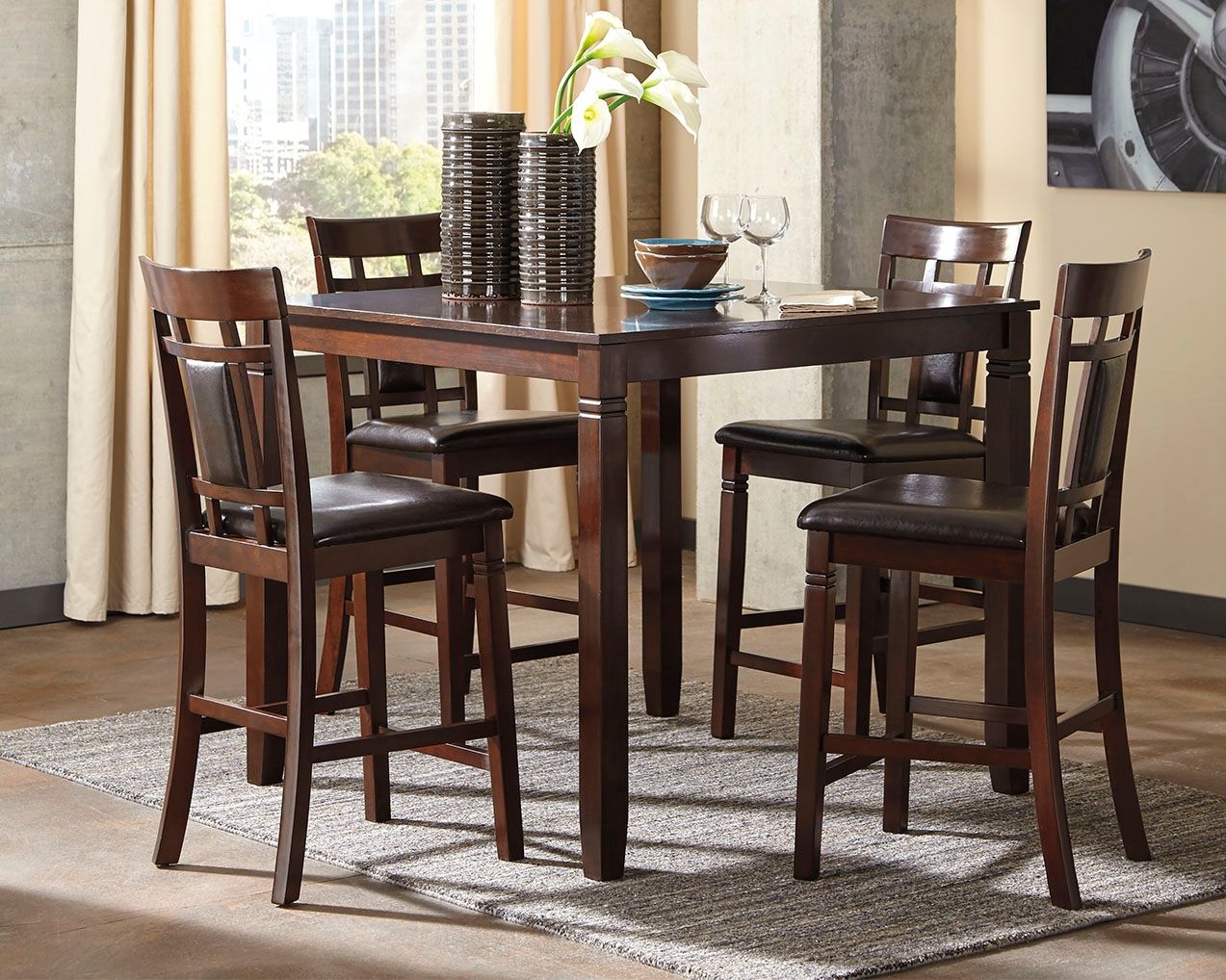 Bennox - Brown - DRM Counter Table Set (Set of 5) - Urban Living Furniture (Los Angeles, CA)