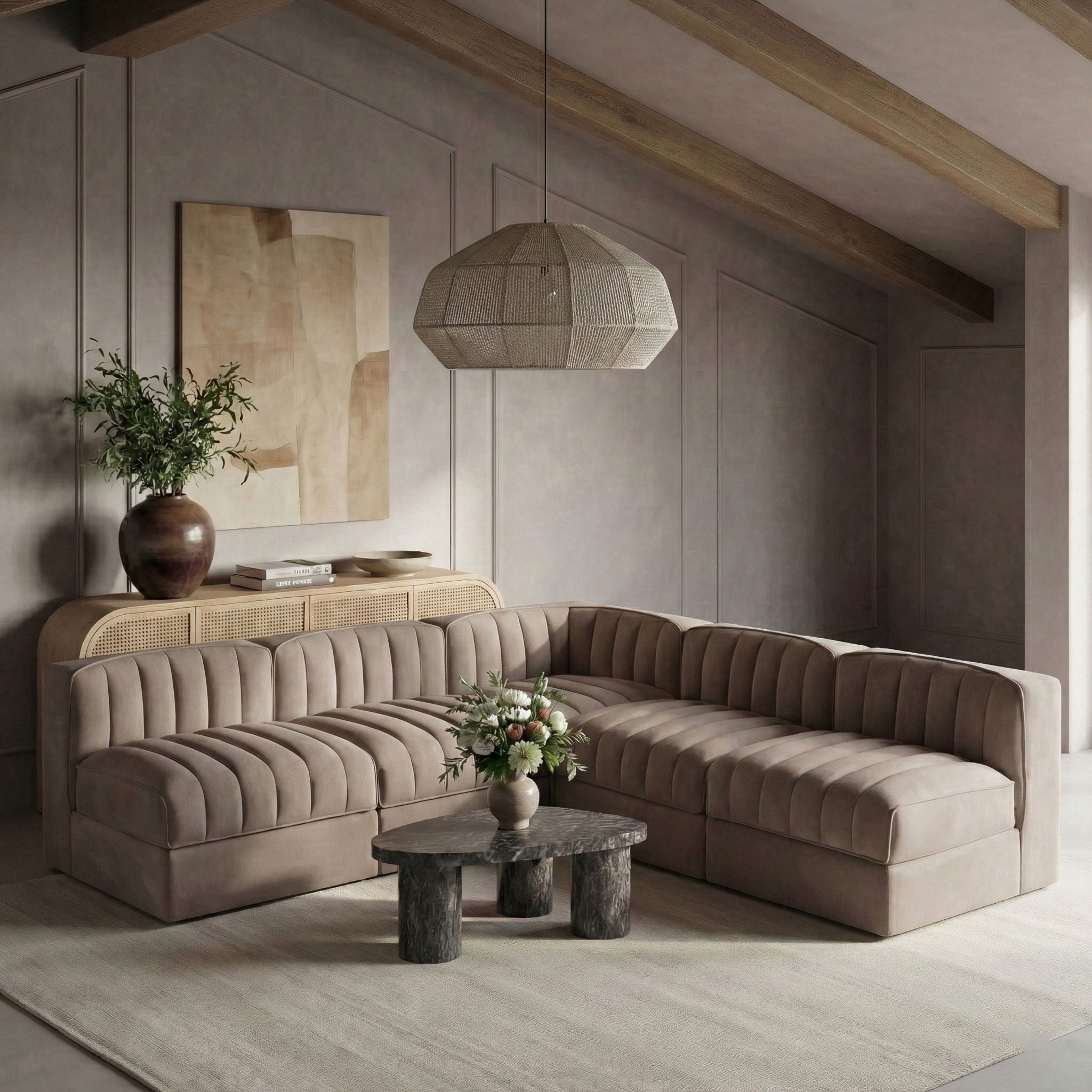 Rummi - Armless Velvet Performance Fabric Upholstered 5 Piece Modular Sectional - Urban Living Furniture (Los Angeles, CA)