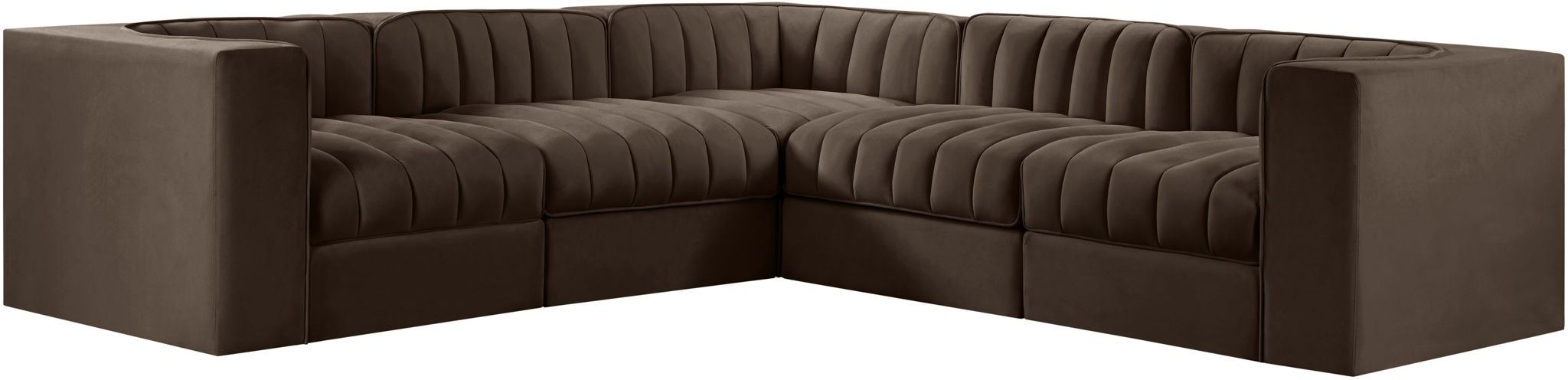 Rummi - Symmetrical Velvet Performance Fabric Upholstered 5 Piece Modular Sectional - Urban Living Furniture (Los Angeles, CA)