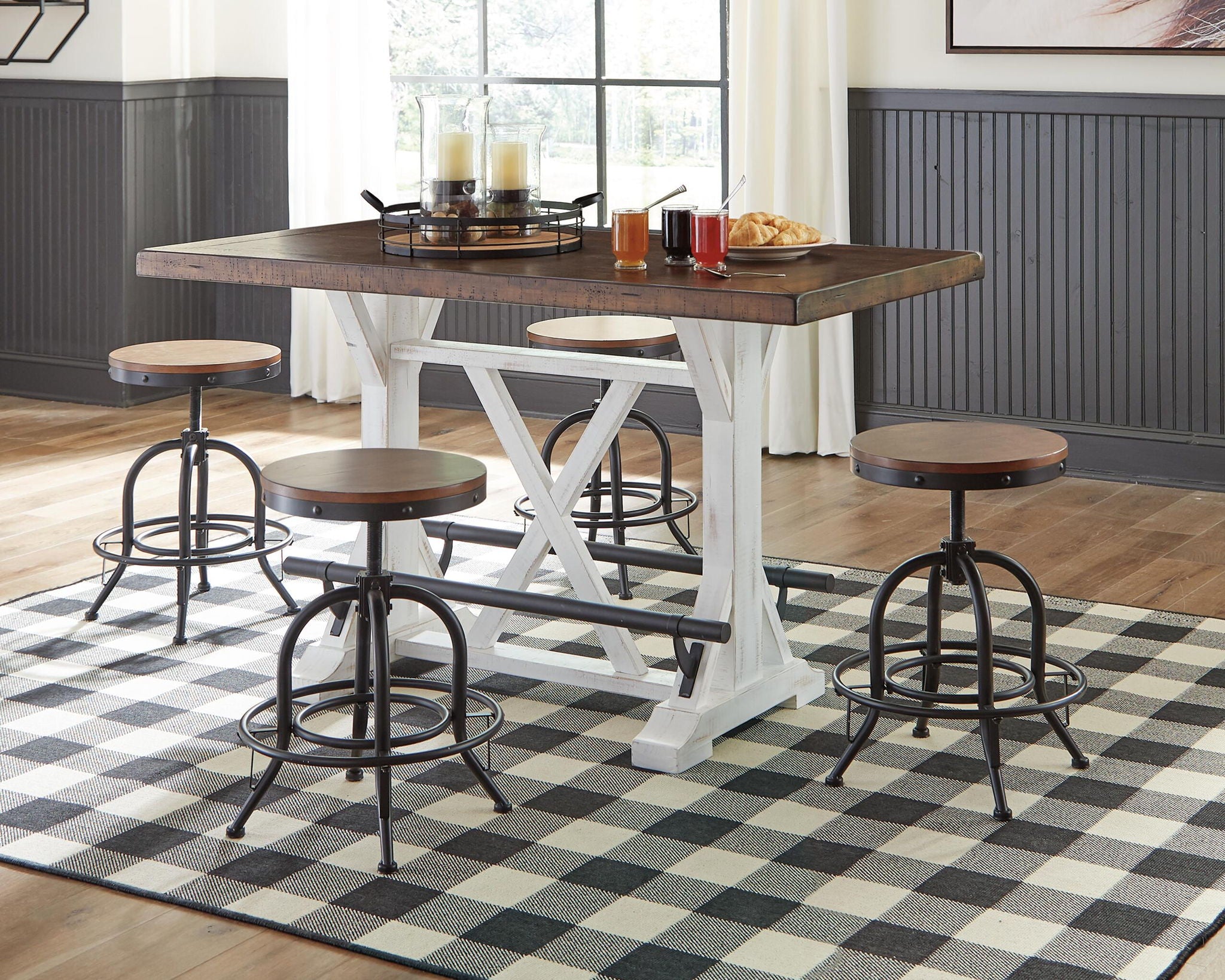 Valebeck - Rectangular Dining Room Counter Table - White / Brown - Urban Living Furniture (Los Angeles, CA)