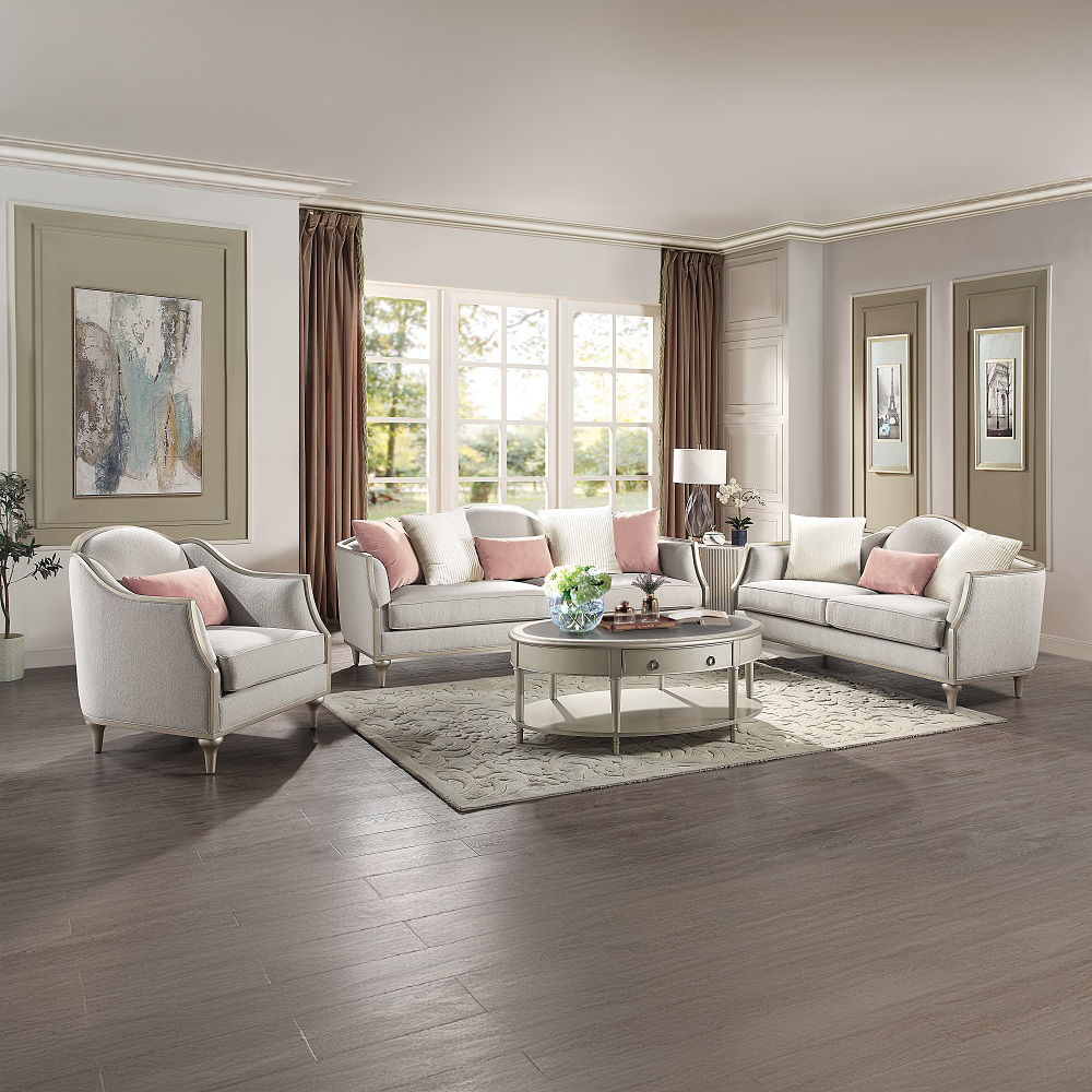 Kasa - Loveseat With 3 Pillows - Beige Linen & Champagne - Urban Living Furniture (Los Angeles, CA)