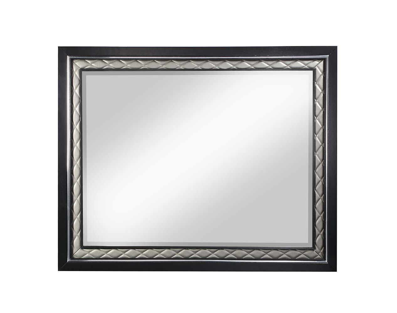 Nicola - Mirror - Silver Synthetic Leather & Black - Urban Living Furniture (Los Angeles, CA)