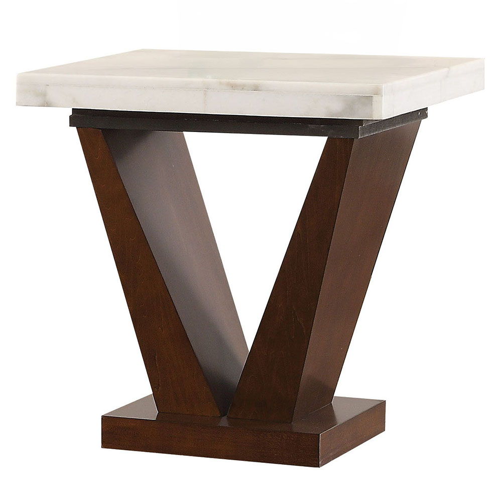 Forbes - End Table - White Marble Top & Walnut - Urban Living Furniture (Los Angeles, CA)