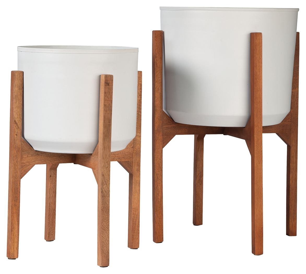 Dorcey - White / Brown - Planter Set (Set of 2) - Urban Living Furniture (Los Angeles, CA)